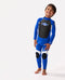 Rip curl groms omega 3/2 back zip steamer barn våtdräkt - blå